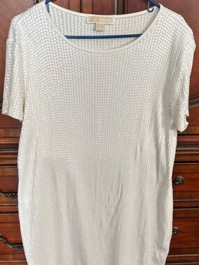 Michael Kors Off White Sequin Short Sleeve Tee dress